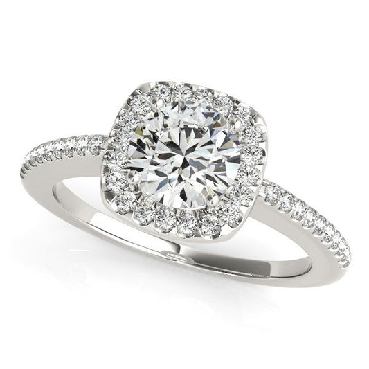 White Gold 14k Pave Style Slim Shank Diamond Engagement Ring (1 1/8 cttw)