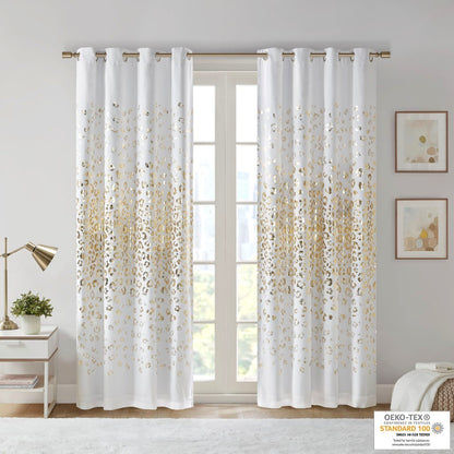 Grommet Top Metallic Animal Printed Total Blackout Curtain