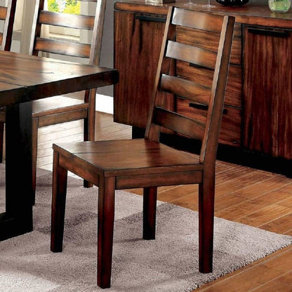 Tobacco Oak Finish Solid wood Industrial Style Kitchen Set of 2 Dining Chairs Ladder Back Chairs Dining Room Furniture