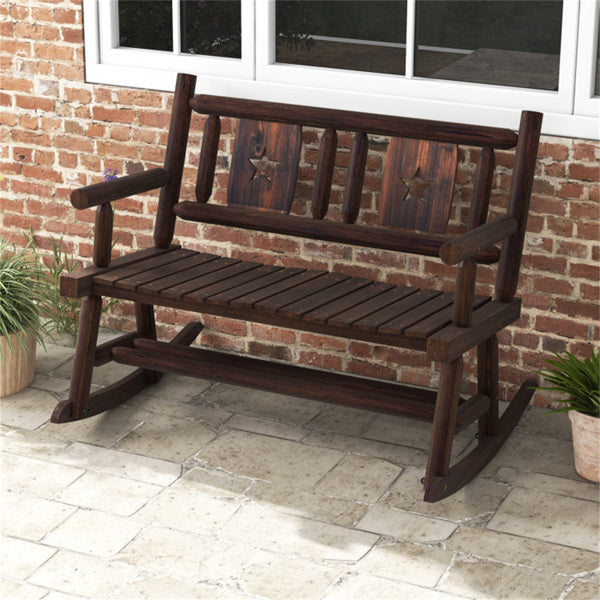 Wooden double rocking chair garden double sofa