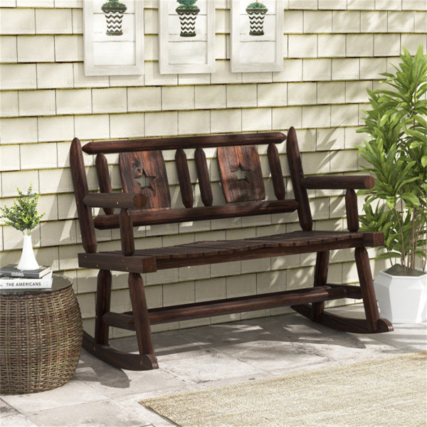 Wooden double rocking chair garden double sofa