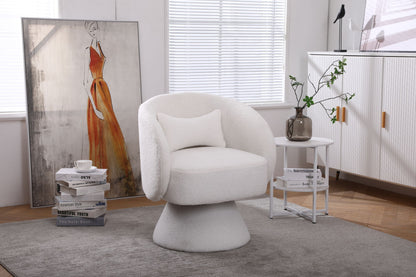 Swivel Accent Chair Armchair, Round Barrel Chair in Fabric for Living Room Bedroom(White)