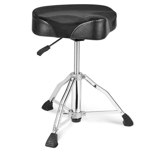 VEVOR Hydraulic Saddle Drum Throne, 19.3-25.2 in / 490-640 mm Height Adjustable, Padded Drum Stool Seat with Anti-Slip Feet Drumsticks 500 lbs / 227 kg Max Weight Capacity, 360° Swivel for Drummers