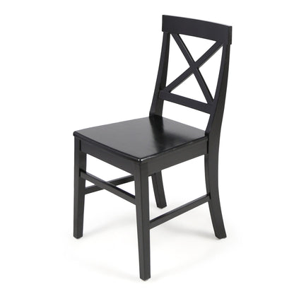 Acacia Wood Dining Chairs, Black (Set of 2)