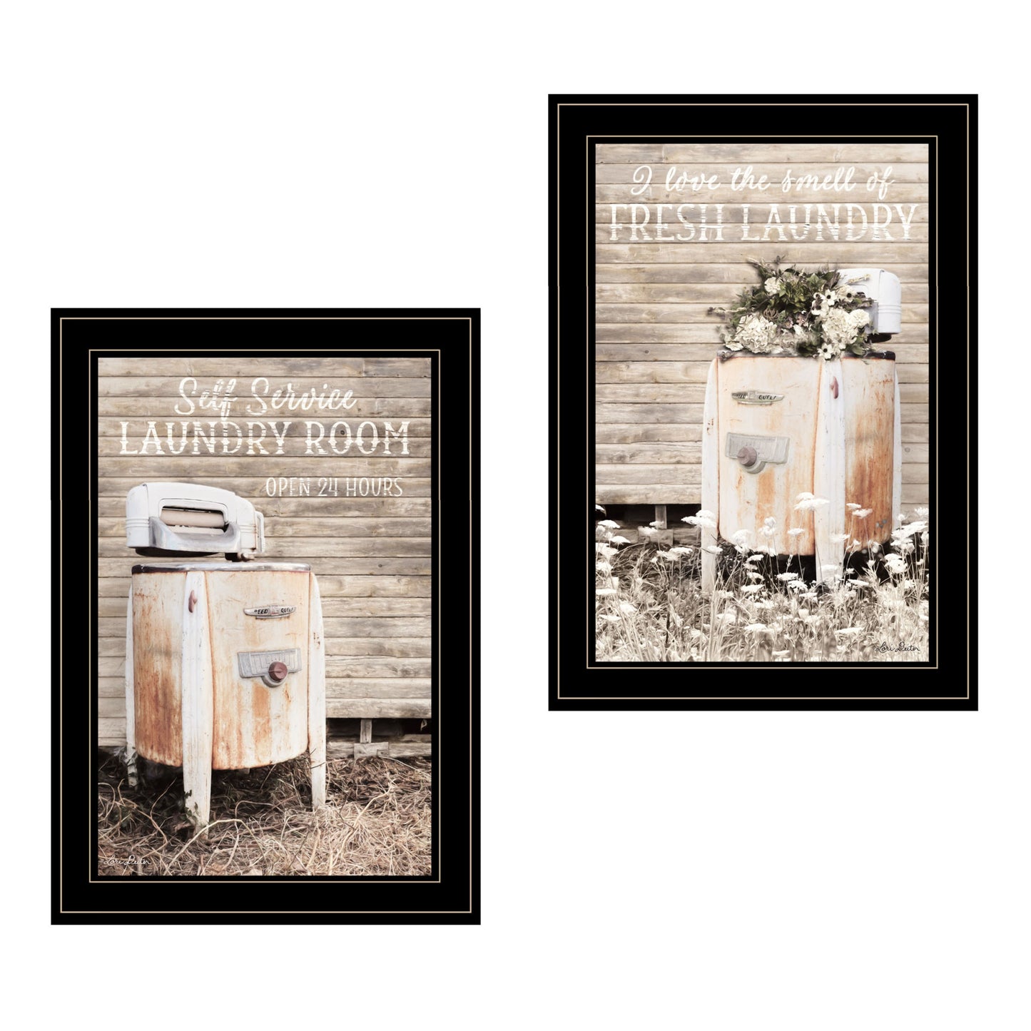 "Laundry Room" 2 Piece Vignette Wall Art by Billy Jacobs in Black Frame