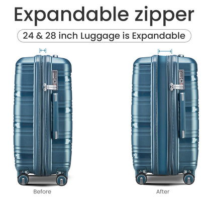 Luggage 4 Piece Sets(14/20/24/28), Hard Shell Lightweight TSA Lock Carry on Expandable Suitcase with Spinner Wheels Travel Set for Men Women