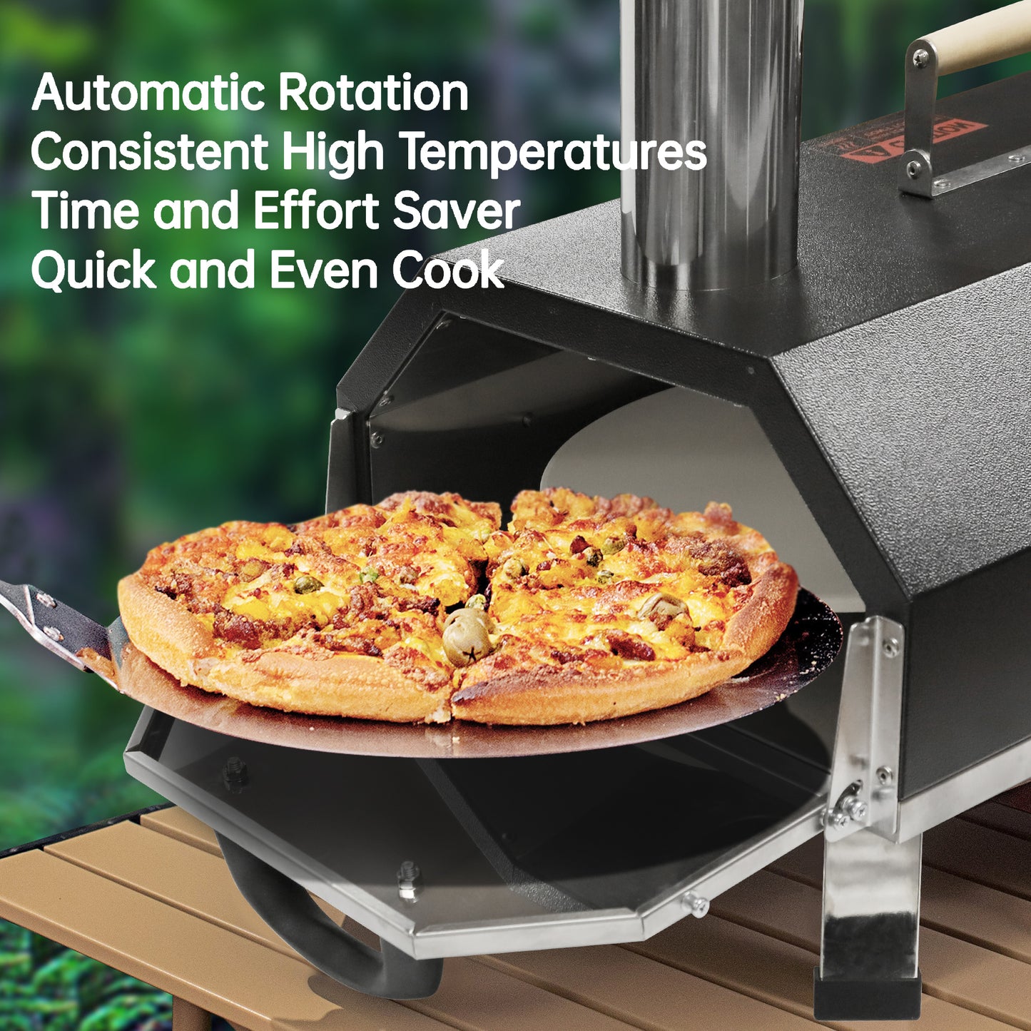 Black 12 Wood Fired Outdoor Pizza Oven - Portable Hard Wood Pellet Pizza Oven - Ideal for Any Outdoor Kitchen - Outdoor Cooking Pizza Maker - Backyard Pizza Ovens - Countertop Pizza Oven