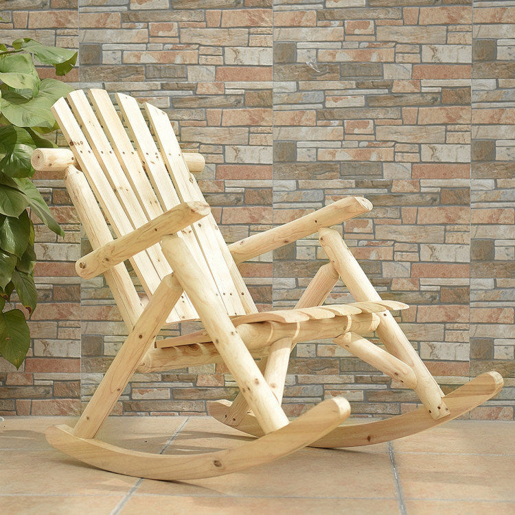 Wood Single Porch Rocker Lounge Patio Rocking Chair