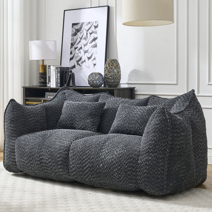 Soft beanbag chair with high resilience foam core for two people. The comfortable square recliner sofa is ideal for family members and friends engaged in games, reading, watching TV