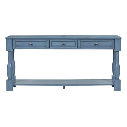 TREXM Console Table 63" Long Console Table with Drawers and Shelf for Entryway, Hallway, Living Room (Navy, OLD SKU: WF299371AAM)