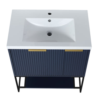 30 Inch Freestanding Bathroom Vanity With Resin Basin,30x18(With Black Feet)