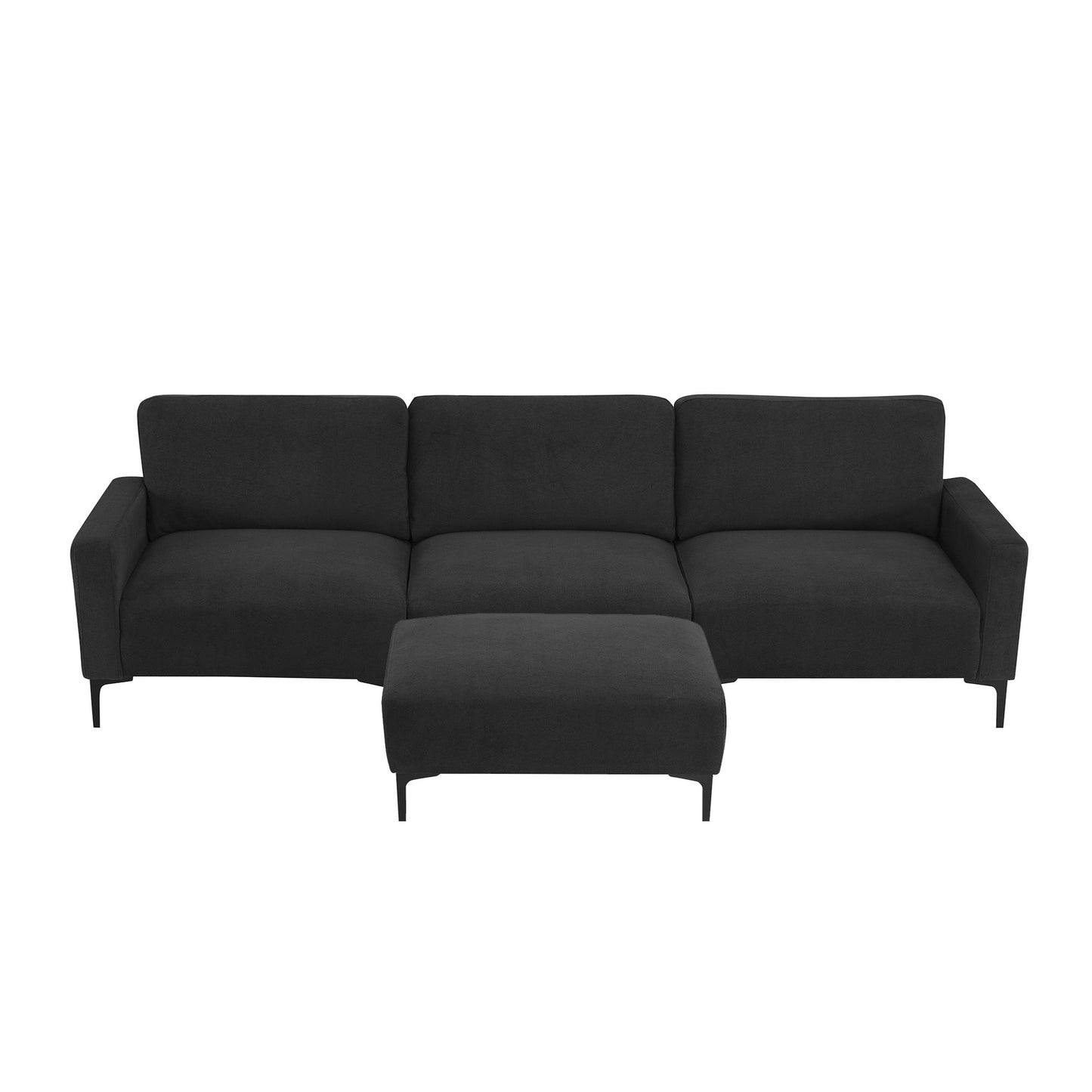 [VIDEO provided] [New] 103.5*59" Modern L-shaped Sectional Sofa, 4-seat Velvet Fabric Couch Set with Convertible Ottoman,Freely Combinable Sofa for Living Room, Apartment, Office,Apartment,2 Colors