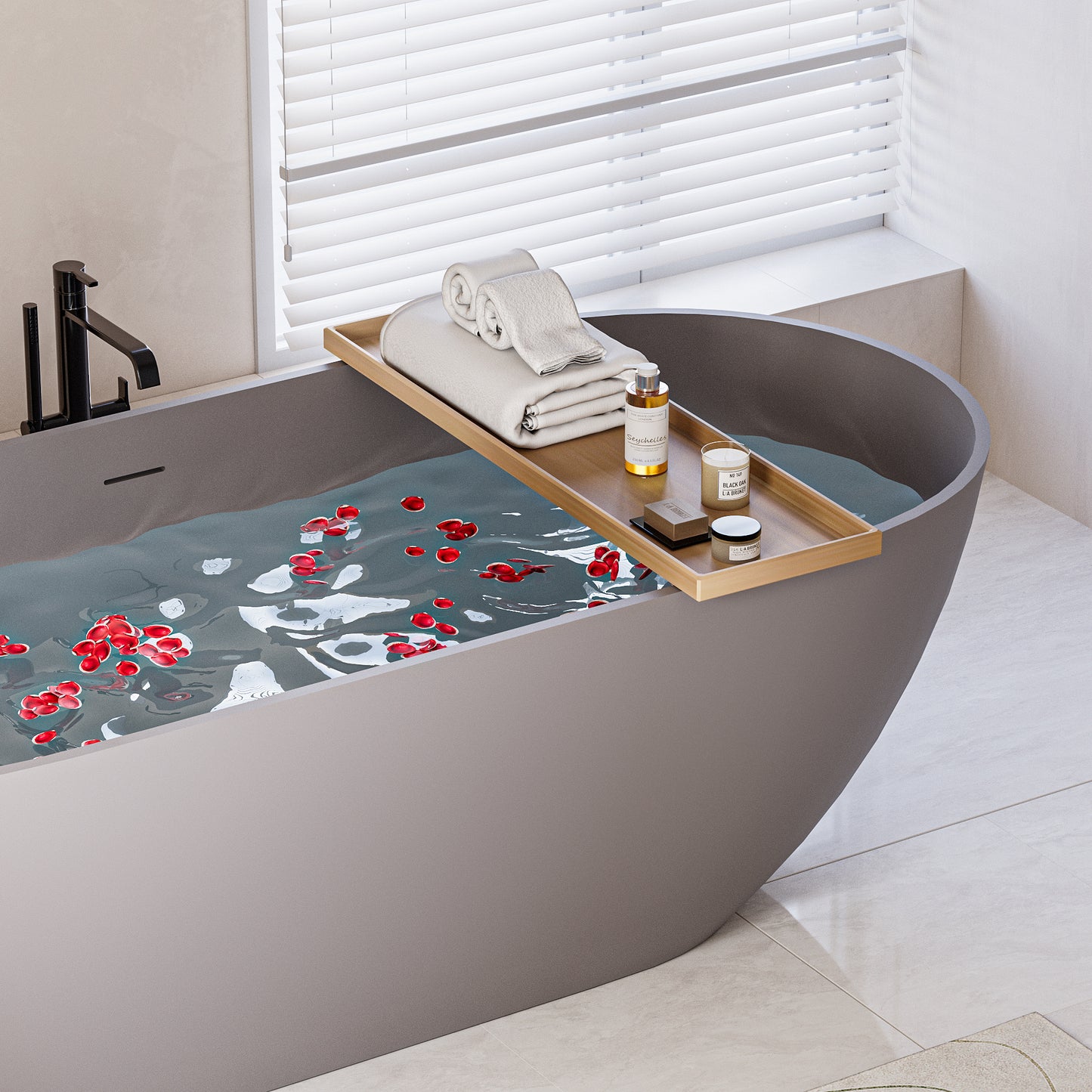 Immerse Yourself in Unmatched Luxury with Our Handcrafted Solid Surface Freestanding Bathtub - Perfect for Relaxation and Rejuvenation - 63*29.5 23S03-63MG