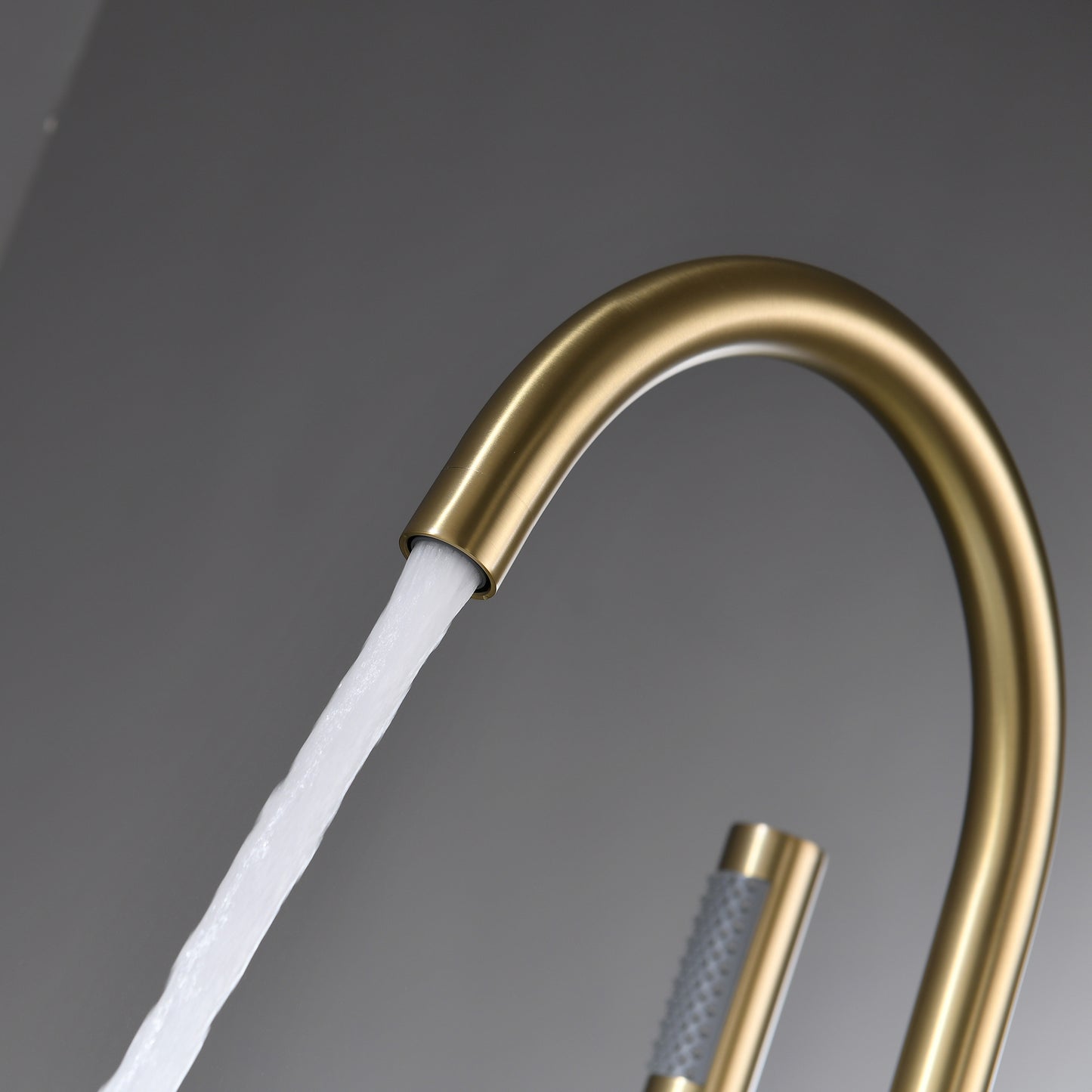 Bathtub Faucet Free Standing Floor Mounted Tub Faucet Tub Filler, Bathroom High Flow Shower Faucets with Handheld Shower Brushed Gold