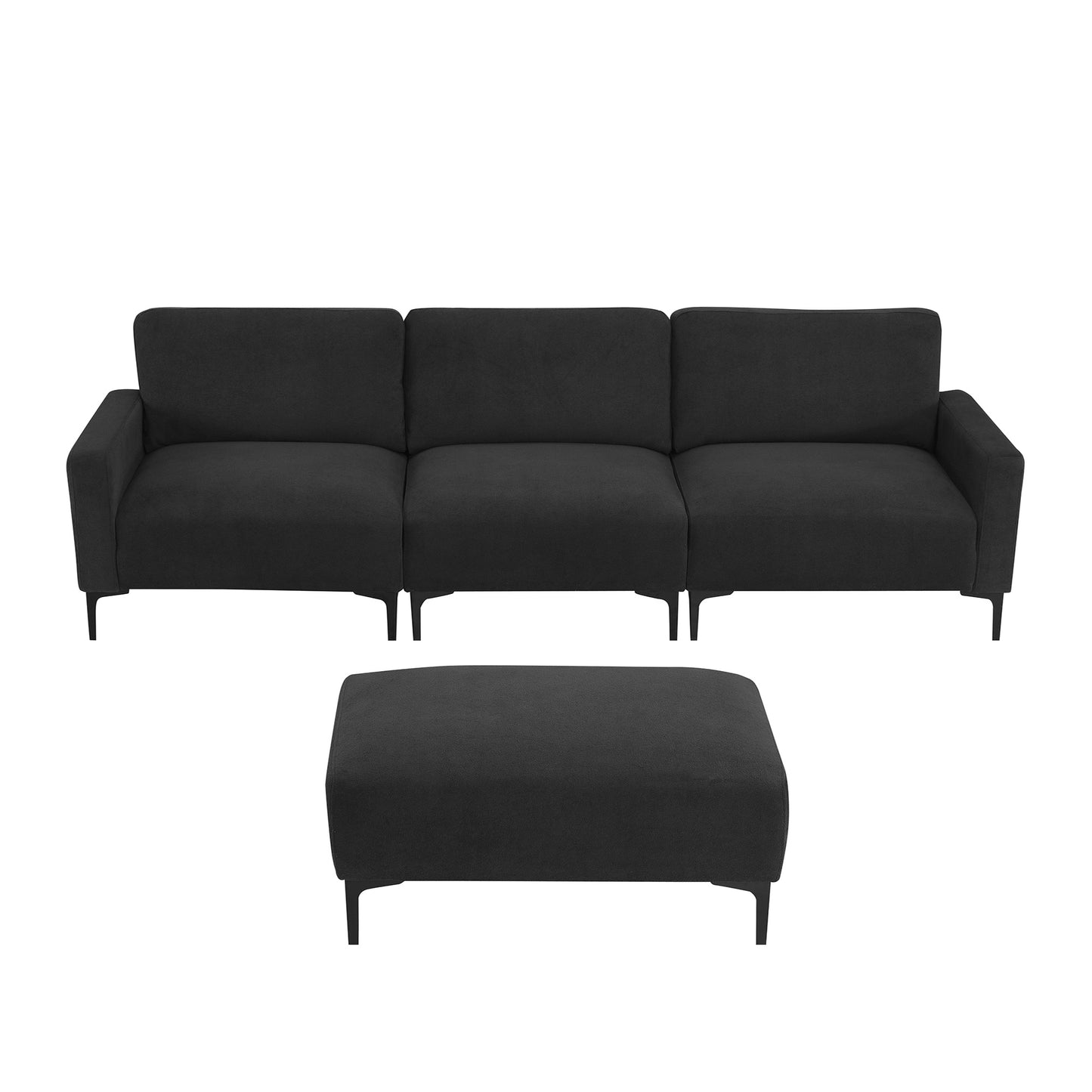 [VIDEO provided] [New] 103.5*59" Modern L-shaped Sectional Sofa, 4-seat Velvet Fabric Couch Set with Convertible Ottoman,Freely Combinable Sofa for Living Room, Apartment, Office,Apartment,2 Colors