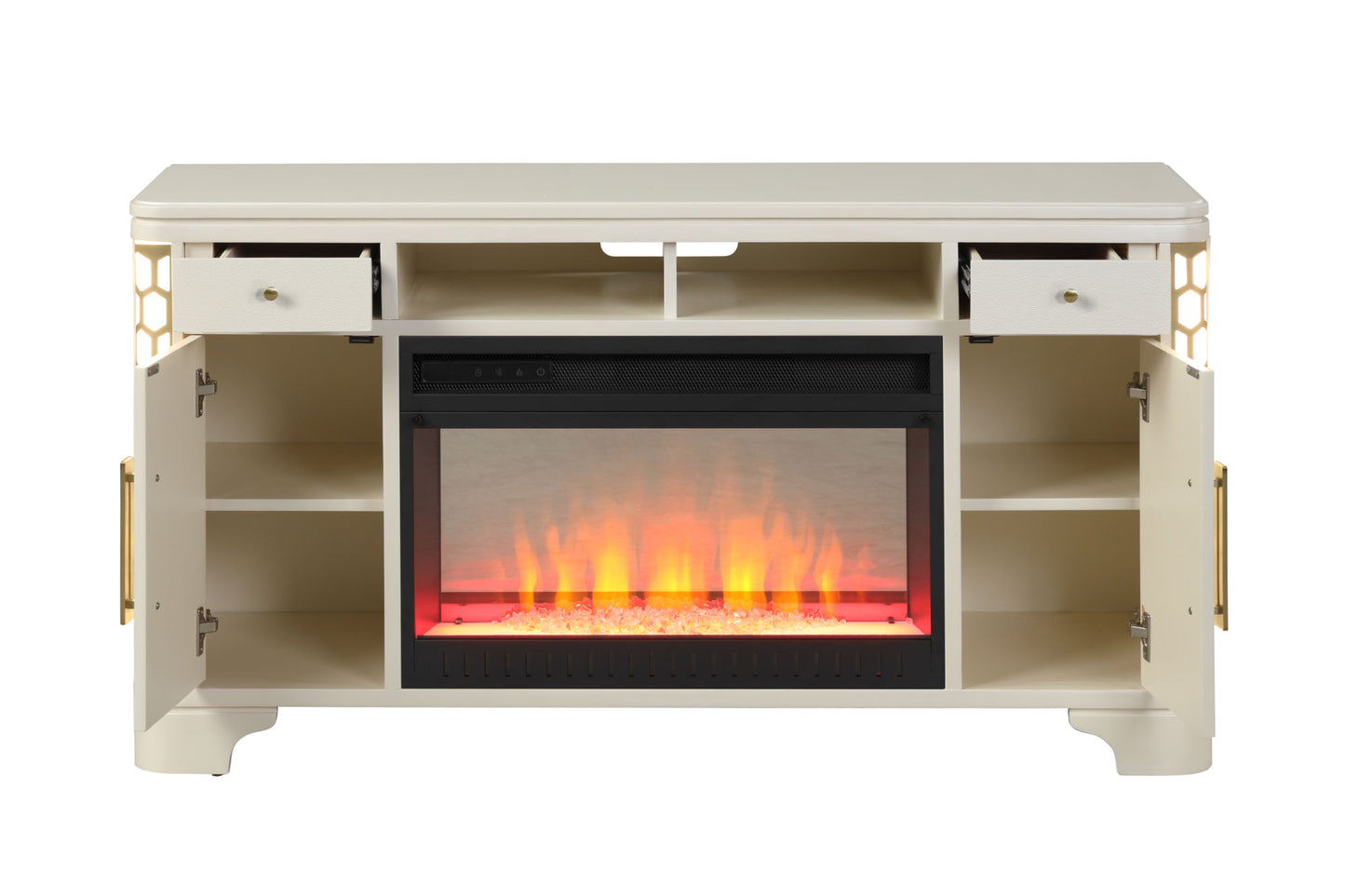 Jasmine TV Stand With Electric Fireplace in Beige