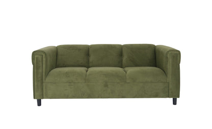 Green Suede Sofa, Modern 3-Seater Sofas Couches for Living Room, Bedroom, Office, and Apartment with Solid Wood Frame