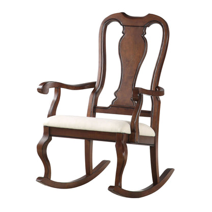 Sheim Rocking Chair in Beige Fabric & Cherry