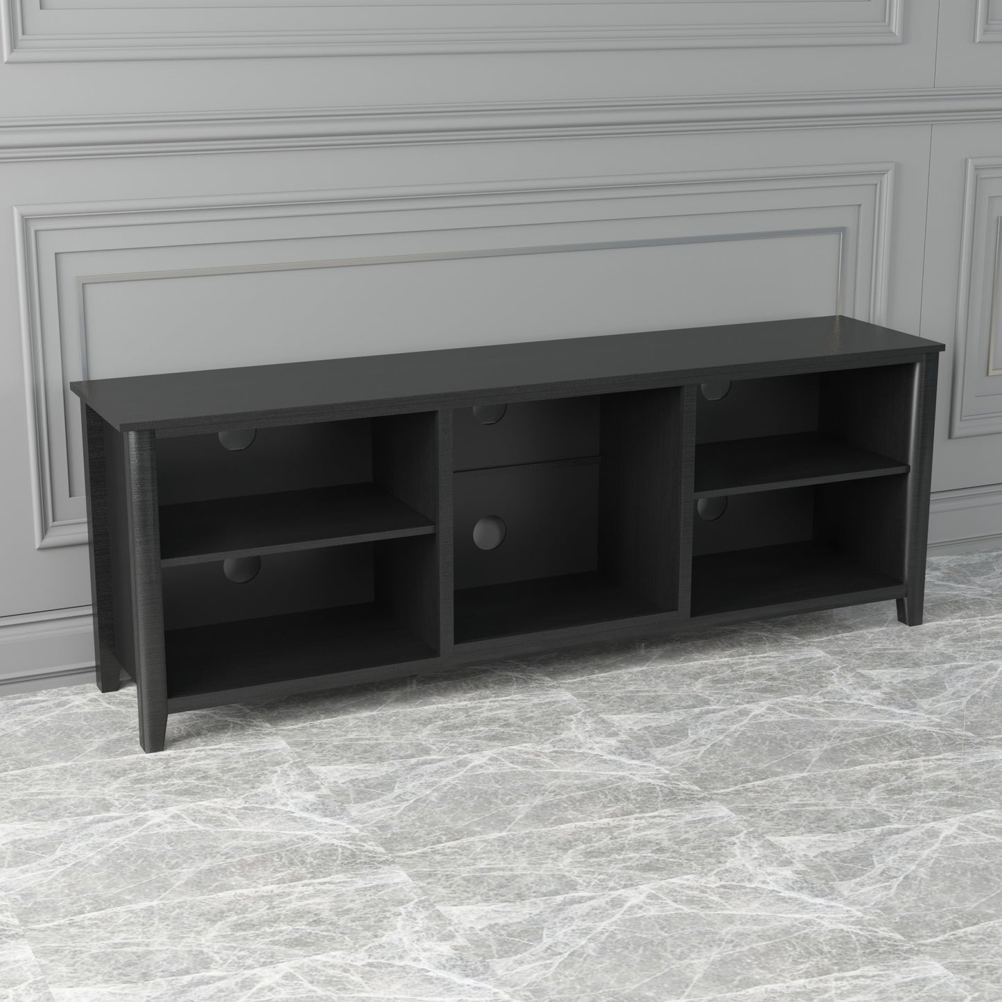 TV Stand Storage Media Console Entertainment Center,Tradition Black