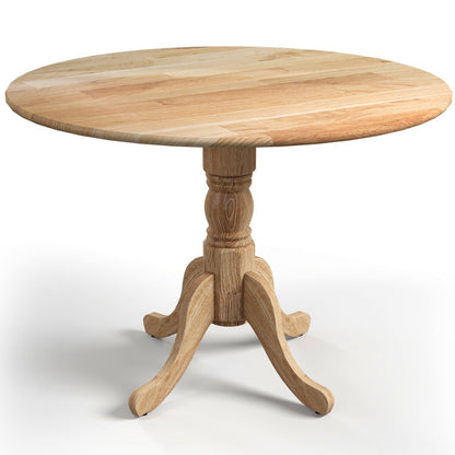 Wooden Dining Table with Round Tabletop and Curved Trestle Legs