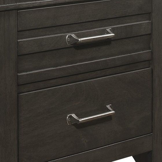 Transitional Bedroom 1pc Nightstand of Center Glides Drawers Charcoal Gray Finish Bed Side Table Wooden Furniture