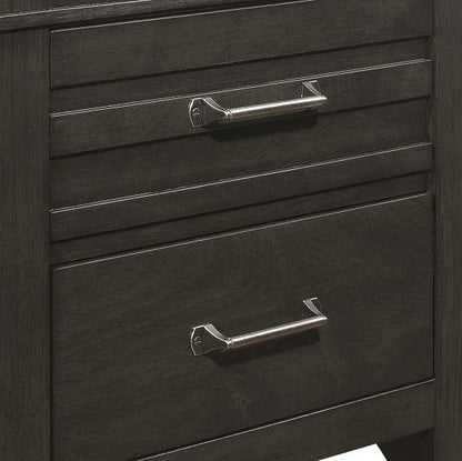 Transitional Bedroom 1pc Nightstand of Center Glides Drawers Charcoal Gray Finish Bed Side Table Wooden Furniture