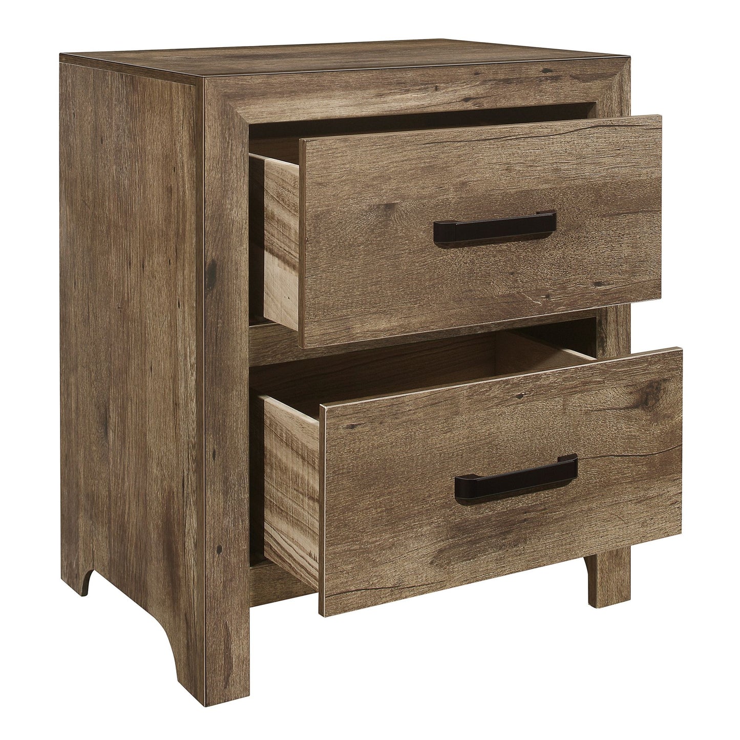 Bedroom Wooden Nightstand 1pc Weathered Pine Finish 2x Drawers Transitional Style Furniture