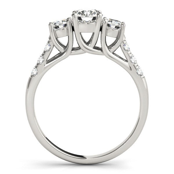 White Gold 14k Trellis Set 3 Stone Round Diamond Engagement Ring (1 1/8 cttw)