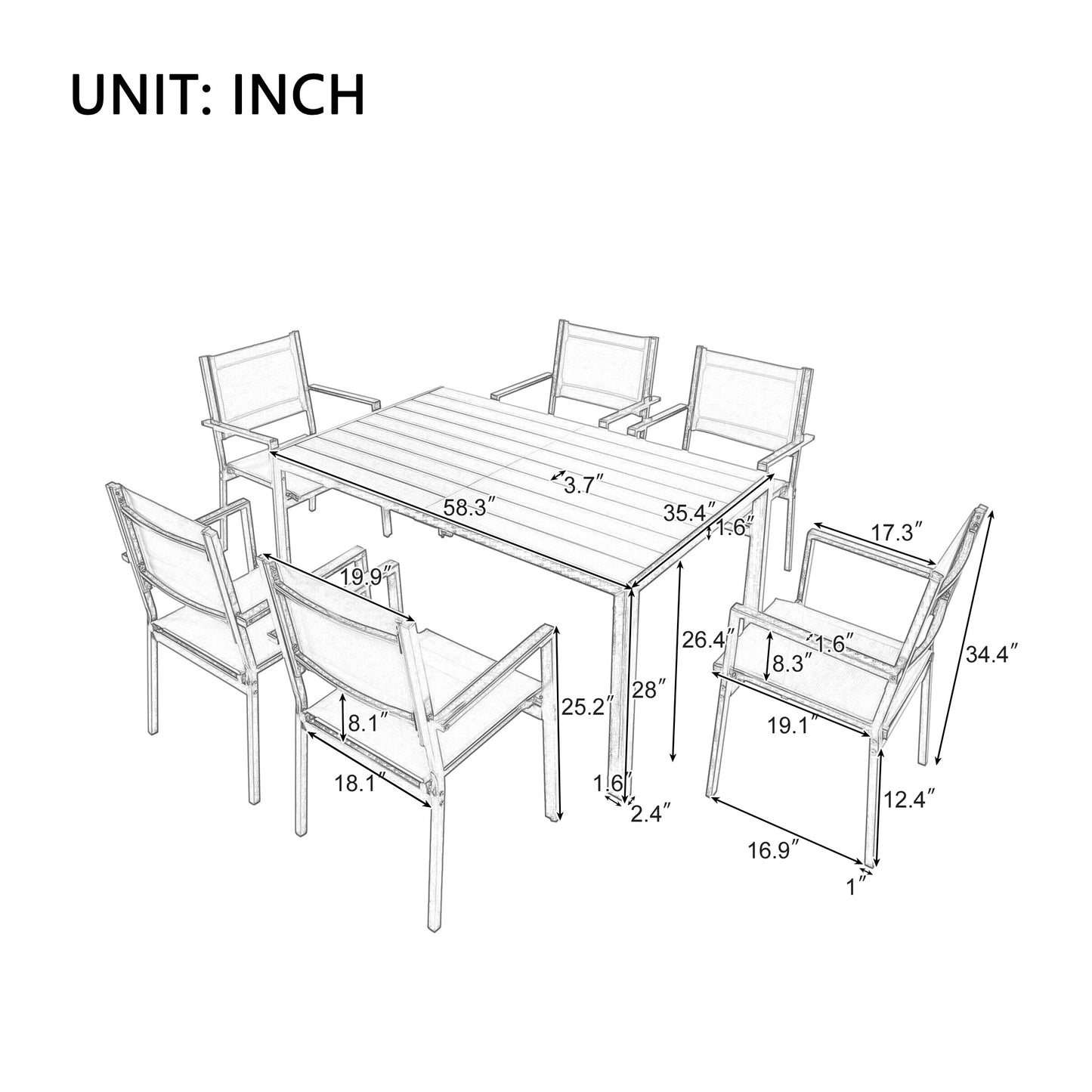 U-Style High-quality Steel Outdoor Table and Chair Set, Suitable for Patio, Balcony, Backyard.