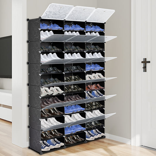 Black Portable 12-Tier 72 Pair Shoe Rack Organizer