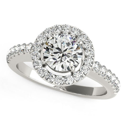 White Gold 14k Classic with Pave Halo Diamond Engagement Ring (1 1/2 cttw)