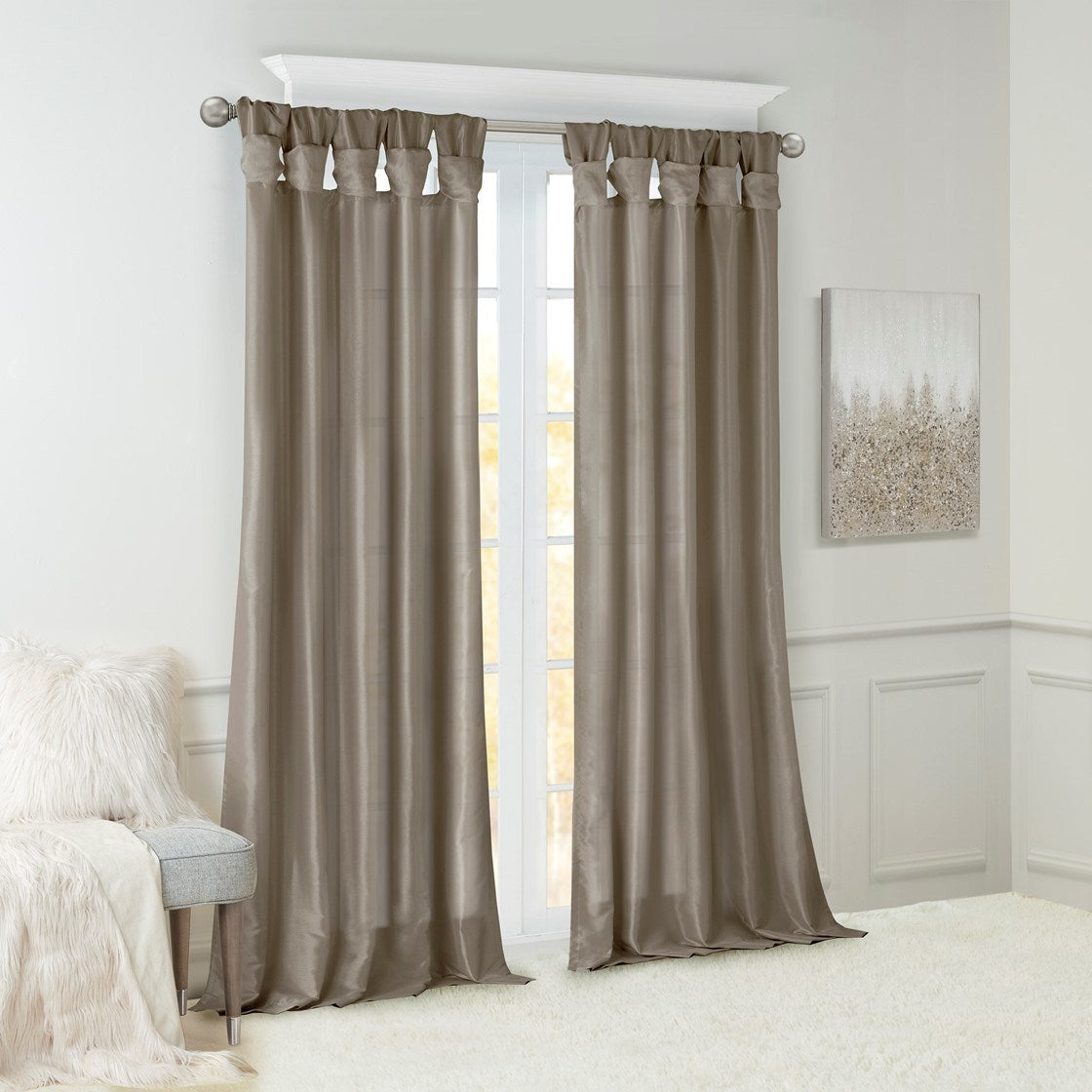 Twist Tab Lined Window Curtain Panel