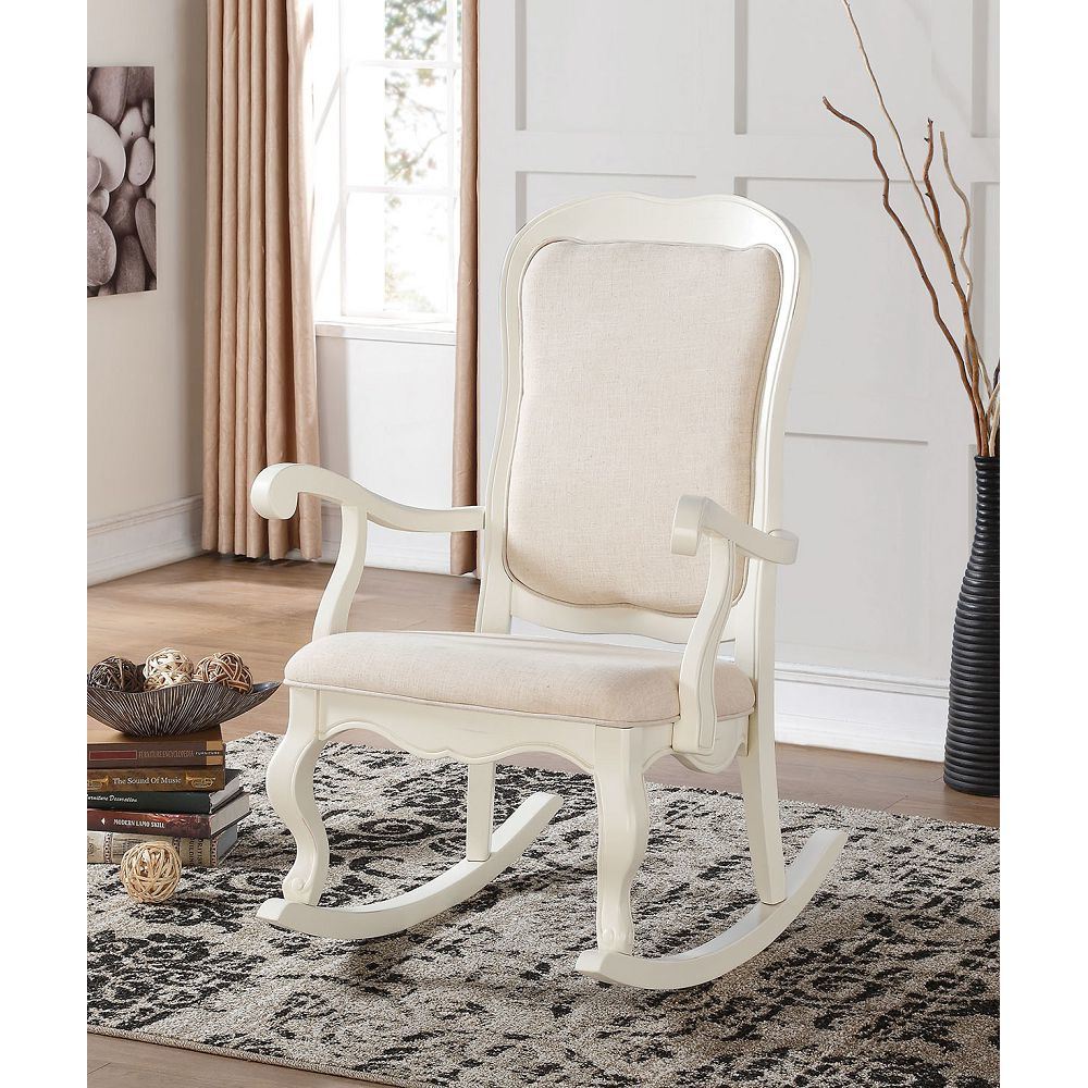 Sharan Rocking Chair in Fabric & Antique White