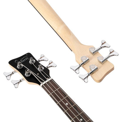 [Do Not Sell on AmazonGlarry GW101 36in Small Scale Electric Bass Guitar Suit With Mahogany Body SS Pickups, Guitar Bag, Strap, Cable Burlywood