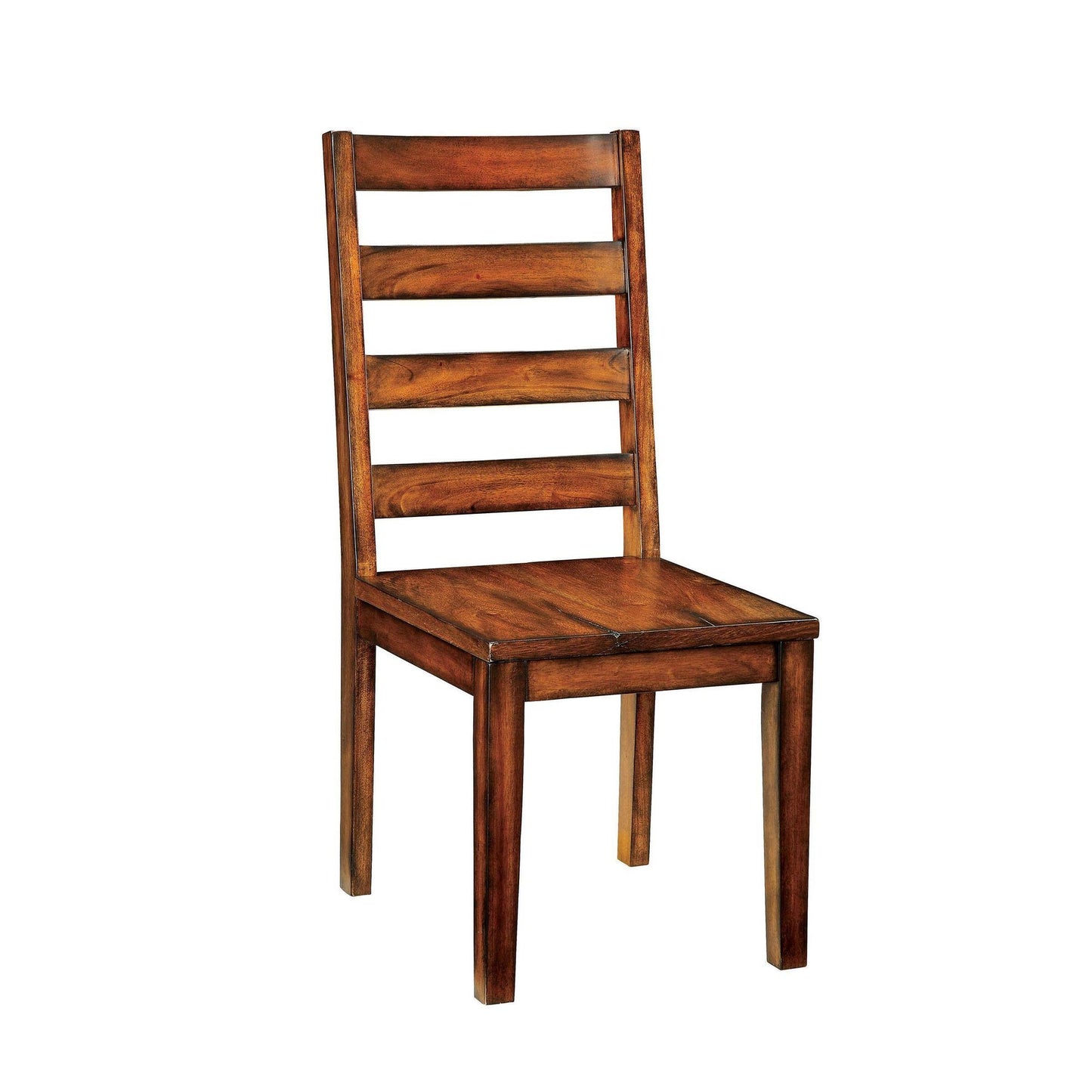 Tobacco Oak Finish Solid wood Industrial Style Kitchen Set of 2 Dining Chairs Ladder Back Chairs Dining Room Furniture