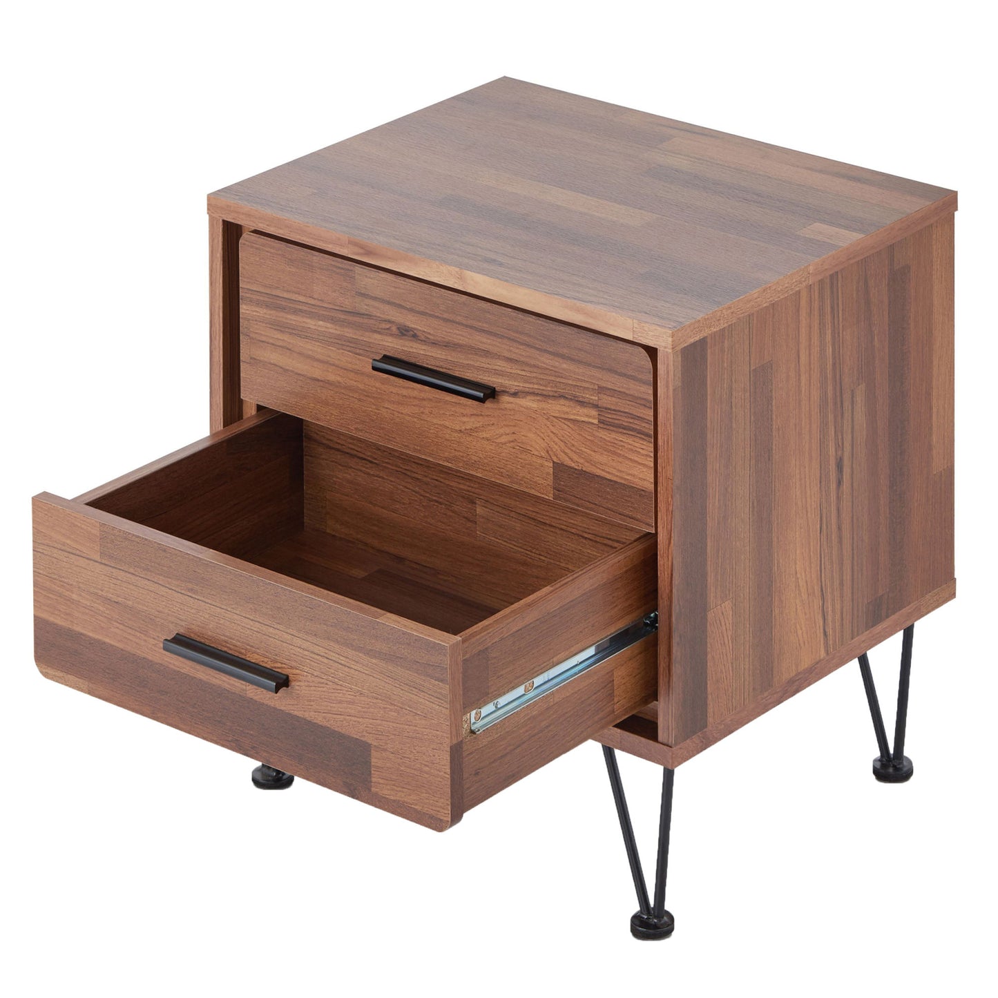 Walnut 2-Drawer Accent Table with Hairpin Legs