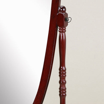 Traditional Queen Anna Style Wood Floor Cheval Mirror, Cherry Finish