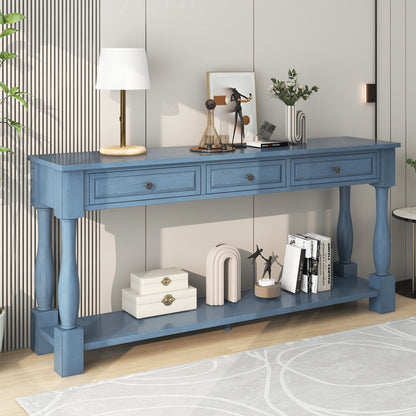 TREXM Console Table 63" Long Console Table with Drawers and Shelf for Entryway, Hallway, Living Room (Navy, OLD SKU: WF299371AAM)