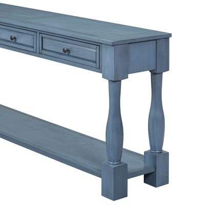 TREXM Console Table 63" Long Console Table with Drawers and Shelf for Entryway, Hallway, Living Room (Navy, OLD SKU: WF299371AAM)