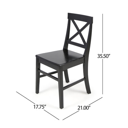 Acacia Wood Dining Chairs, Black (Set of 2)