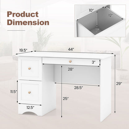 Wooden Computer Desk Workstation with 3 Drawers for Home and Office