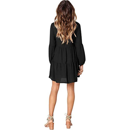 Women Summer Tunic Dress V Neck Casual Loose Flowy Swing Shift Dresses