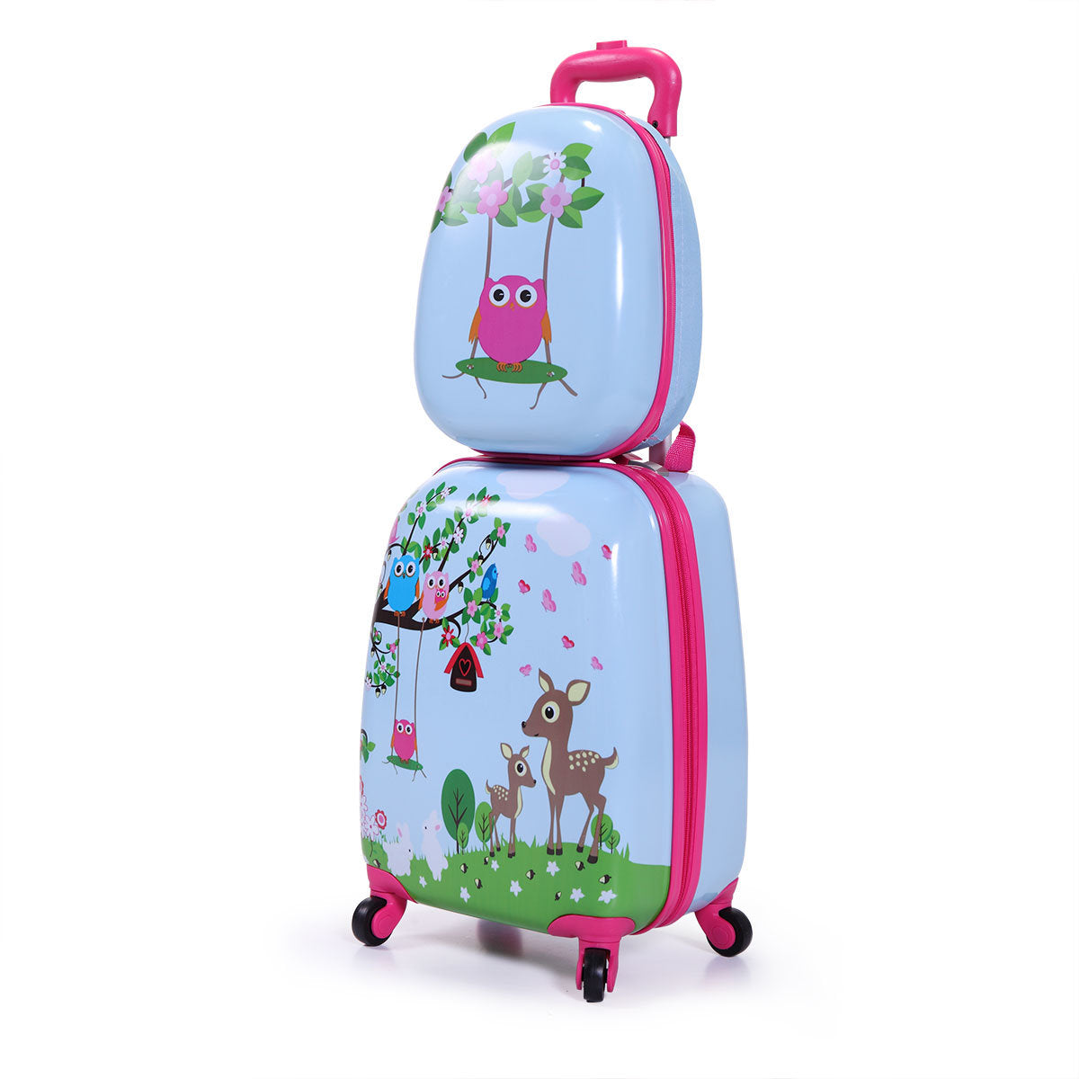 2 Pieces Children Backpack + Spinner Case with 4 Universal Wheels Luggage Set in 3 Designs