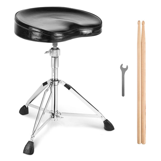 VEVOR Drum Throne, 21.3-26.4 in / 540-670 mm Height Adjustable, Padded Drum Stool Seat with Anti-Slip Feet 5A Drumsticks 500 lbs / 227 kg Maximum Weight Capacity, 360° Swivel Drum Chair for Drummers