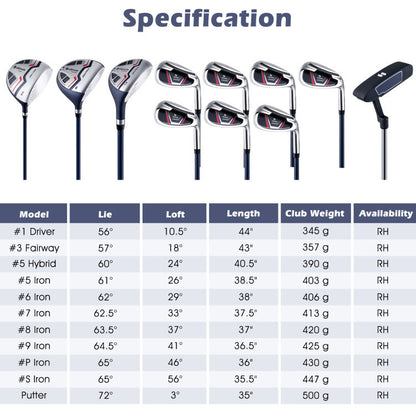 Complete Golf Club 11 Pieces Package Set