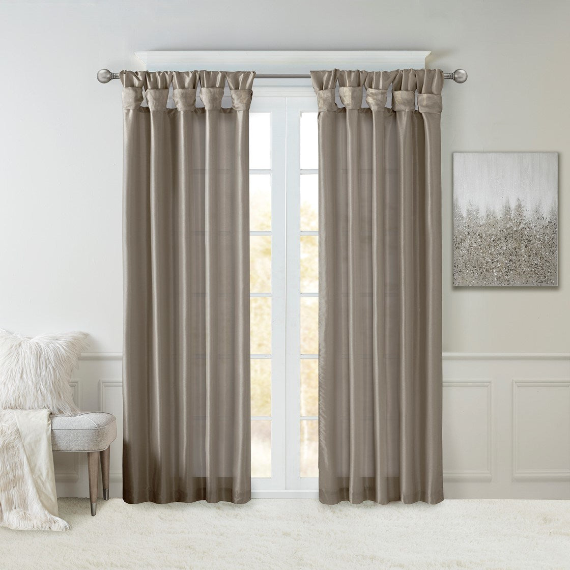 Twist Tab Lined Window Curtain Panel