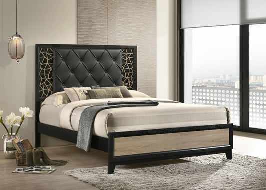 Selena Modern & Contemporary King Bed Made with Wood in Black and Natural