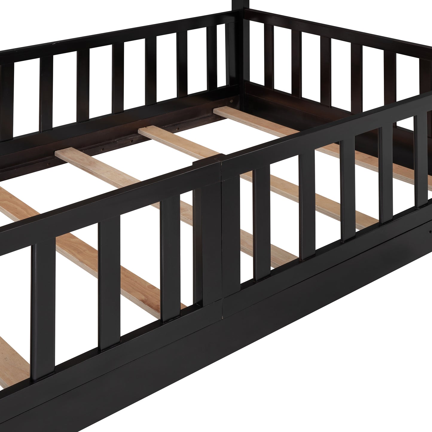 Twin Over Twin Bunk Bed with Slide and Ladder, Espresso(Old SKU:LP000009AAP)