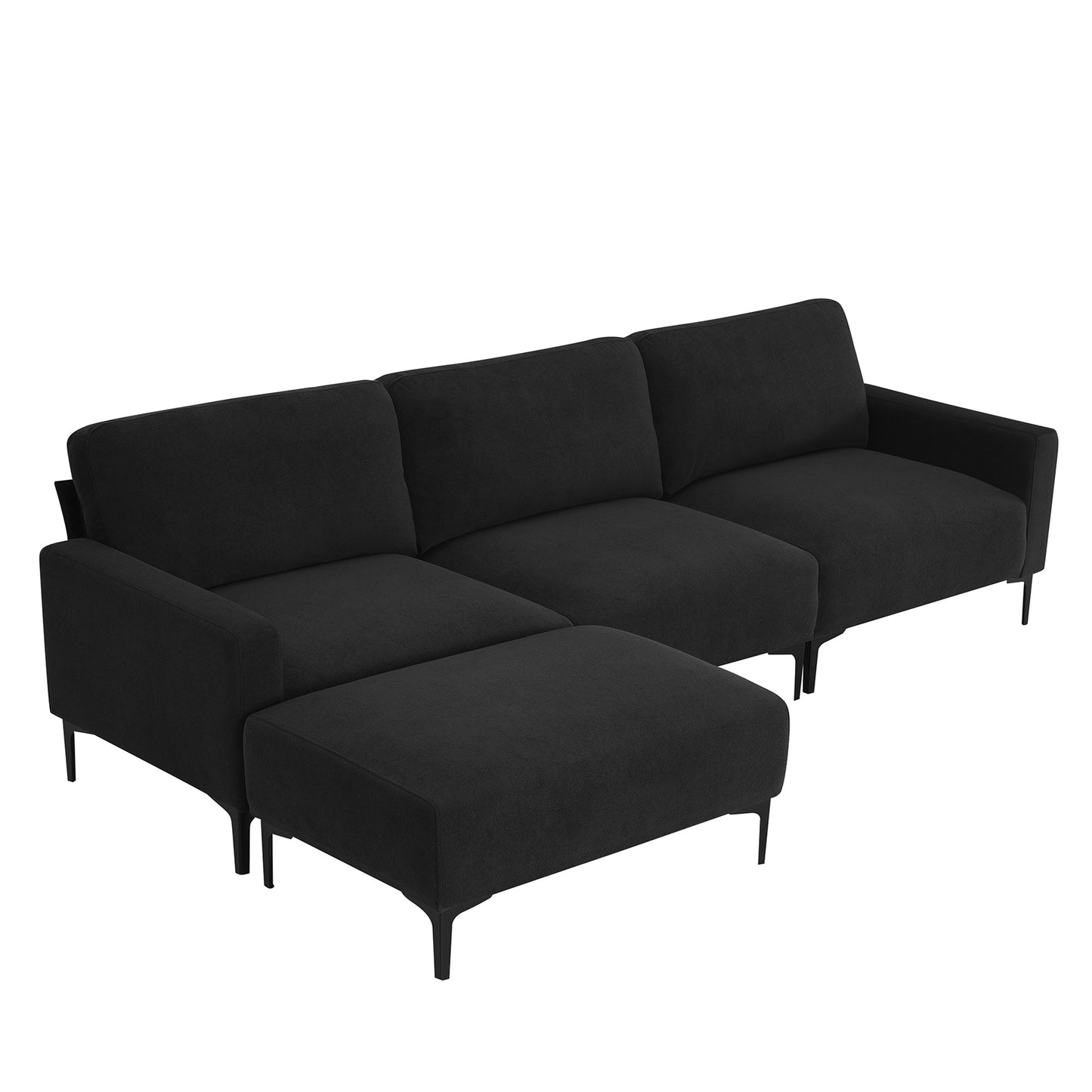 [VIDEO provided] [New] 103.5*59" Modern L-shaped Sectional Sofa, 4-seat Velvet Fabric Couch Set with Convertible Ottoman,Freely Combinable Sofa for Living Room, Apartment, Office,Apartment,2 Colors