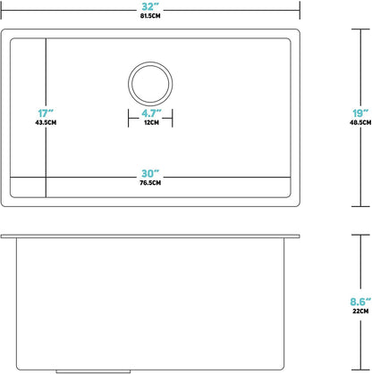 Simple Deluxe 32-Inch Undermount Workstation Kitchen Sink, 16 Gauge Single Bowl Stainless Steel with Accessories (Pack of 5 Built-in Components), Silver